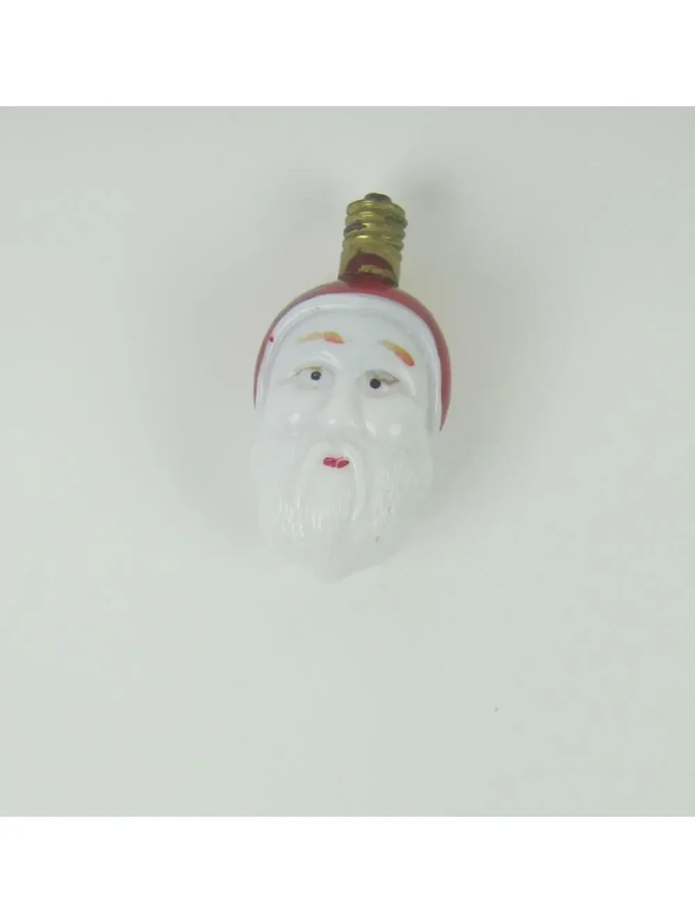 Vintage Santa Claus Christmas Milk Glass Light Bulb Double Side Face Japan WORKS